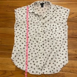 Ann Taylor White beige polka dot blouse